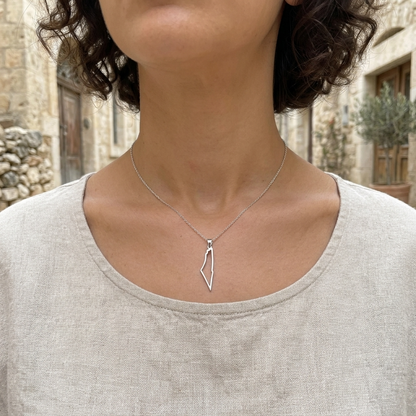 Palestine Map Outline Necklace