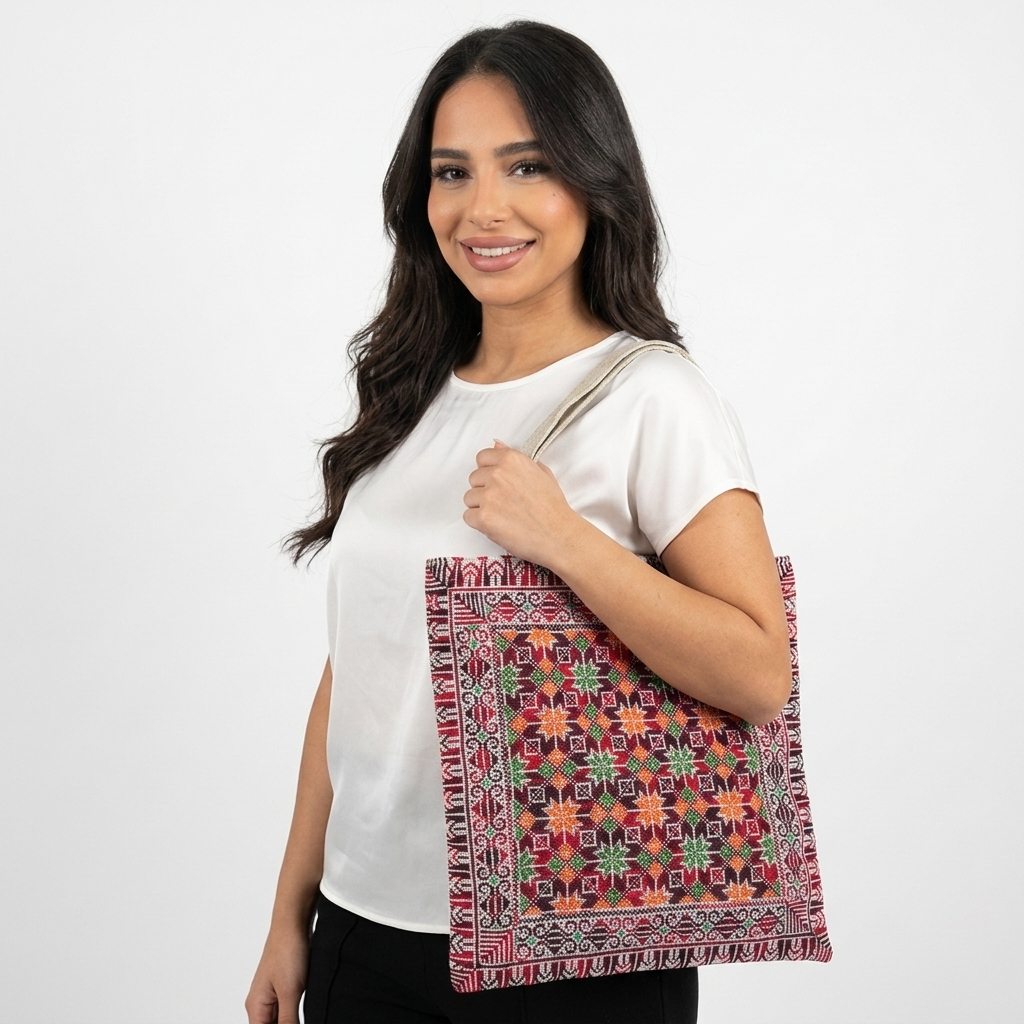 Nujoom Al Rabee Handstitched Tote Bag