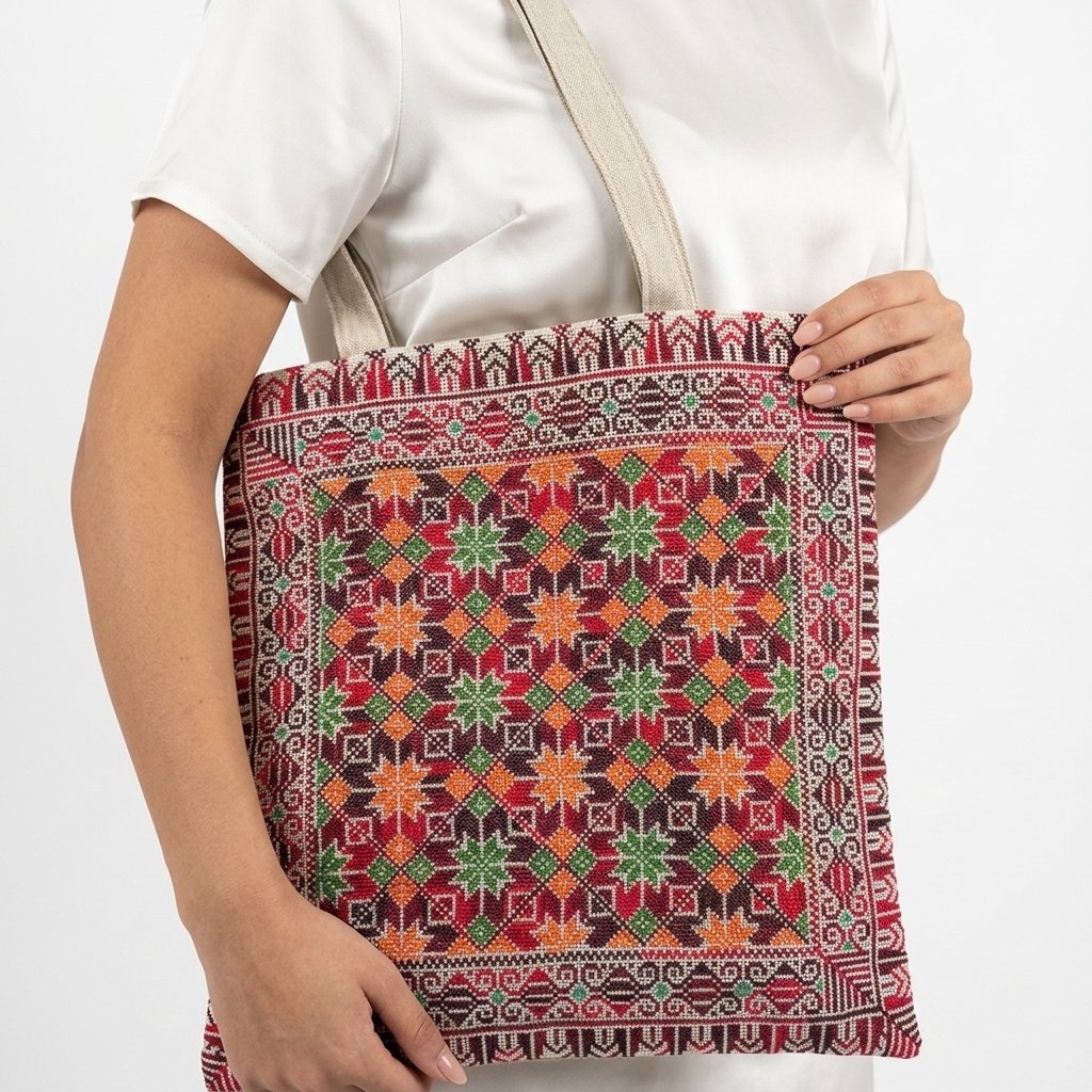 Nujoom Al Rabee Handstitched Tote Bag