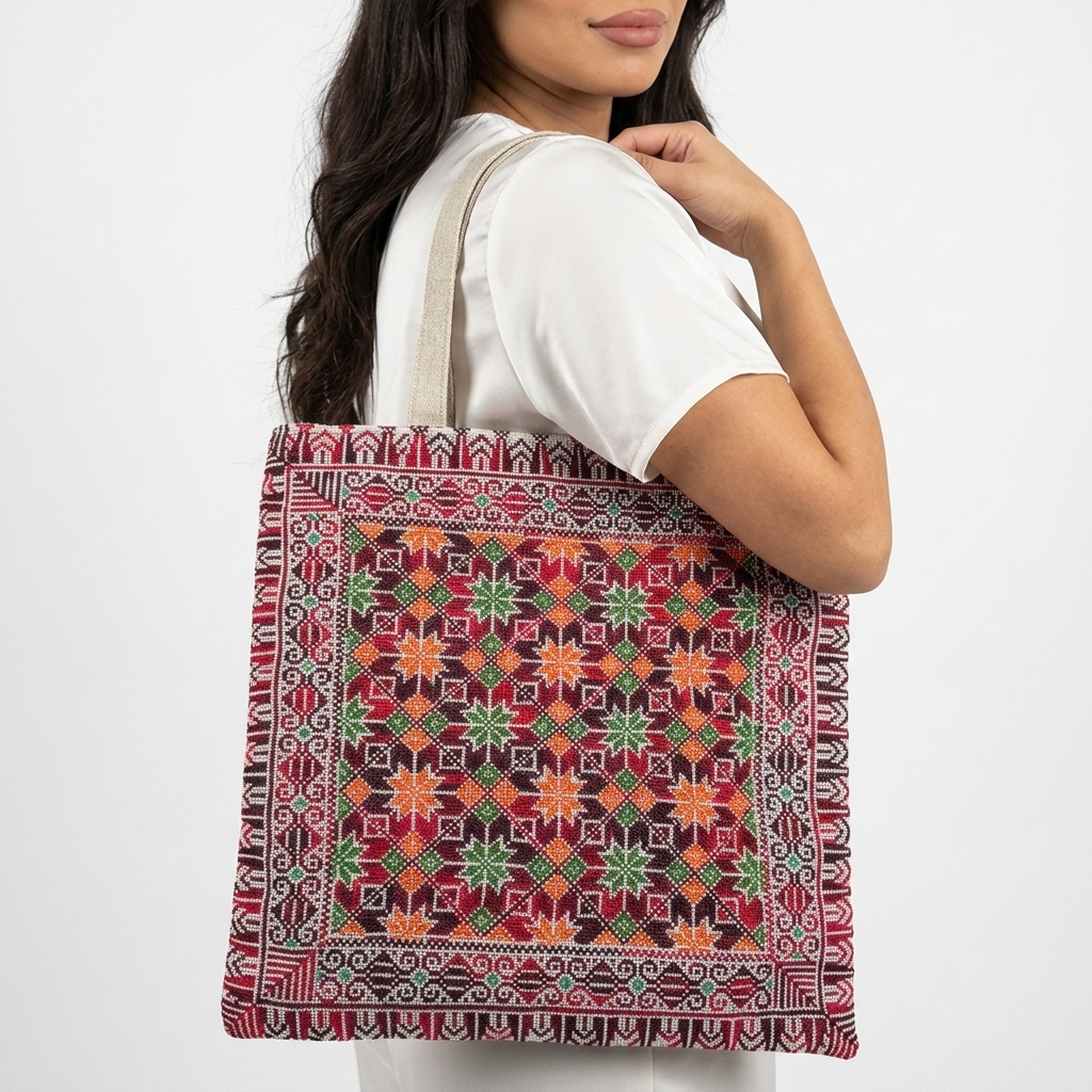 Nujoom Al Rabee Handstitched Tote Bag