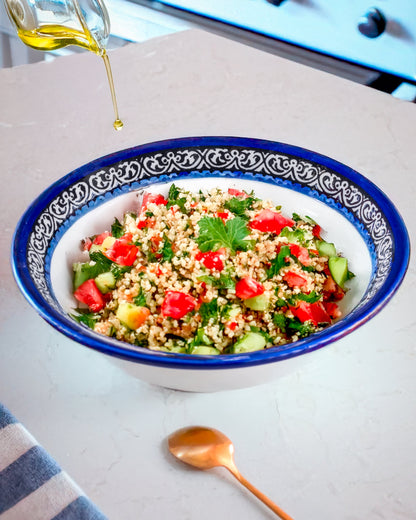 Dishes | Medium & Large – Hand-Painted Palestinian Ceramic | Multicolor & Navy