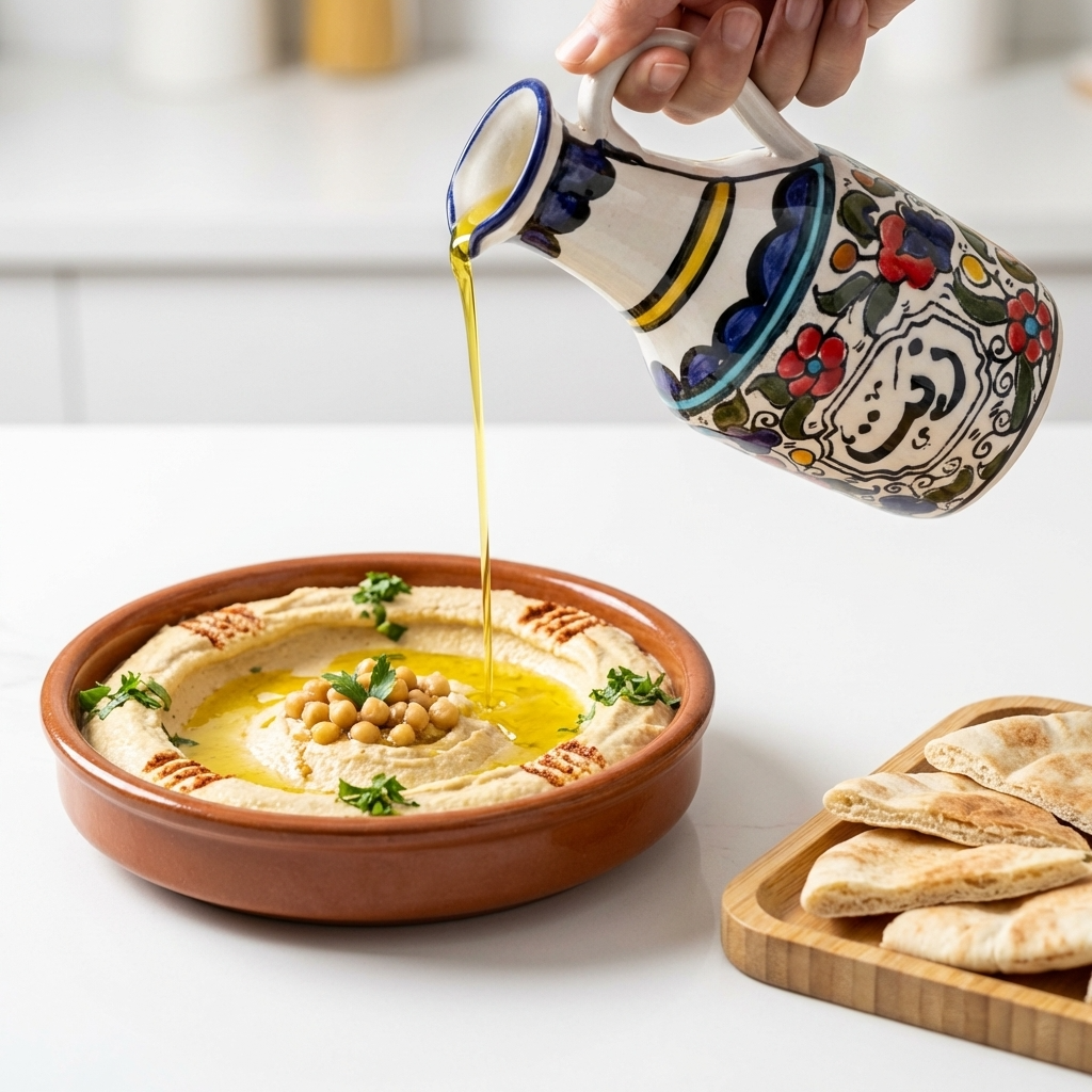 Ceramic Olive Oil Jug – Hand-Painted in Palestine