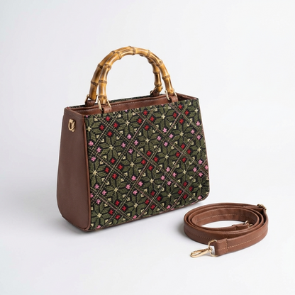 Handmade Tatreez Top-Handle Bag | Convertible Crossbody