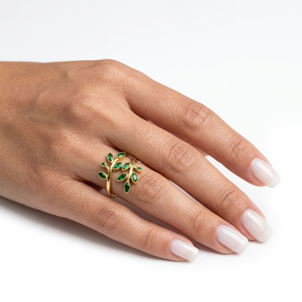 Olive Branch Adjustable Ring - Gold