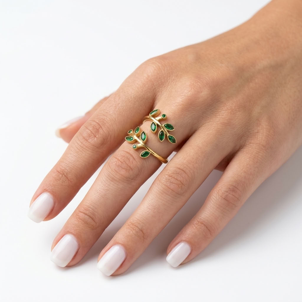 Olive Branch Adjustable Ring - Gold