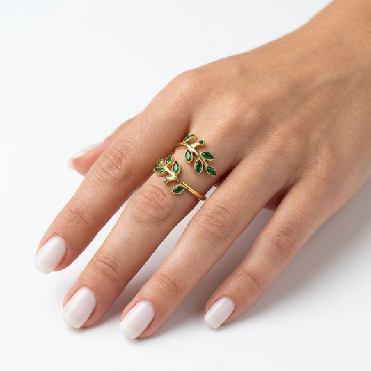 Olive Branch Adjustable Ring - Gold