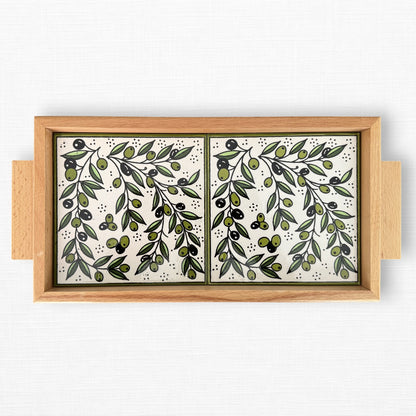 Olive Branch Ceramic Serving Tray | Handmade in Palestine