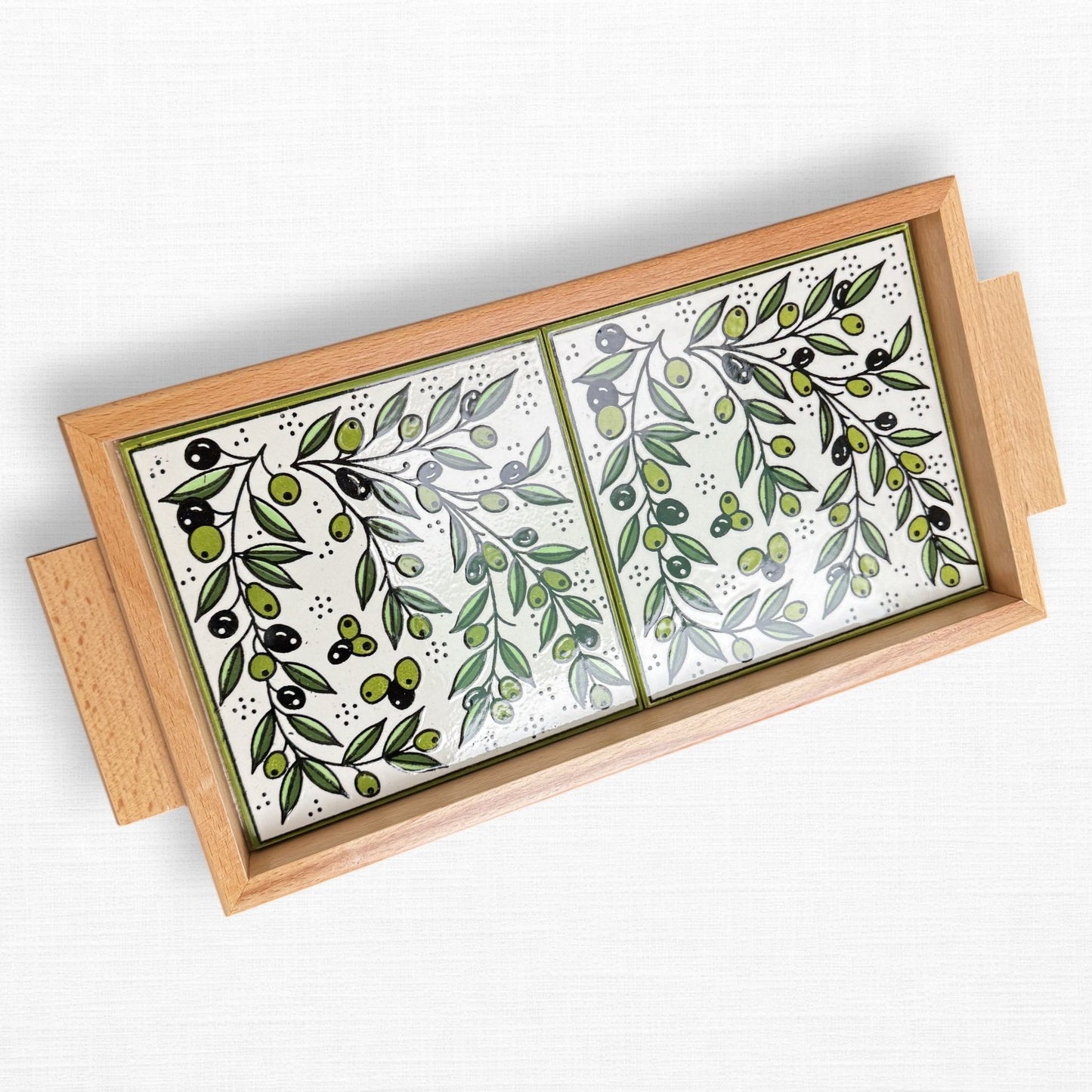 Olive Branch Ceramic Serving Tray | Handmade in Palestine