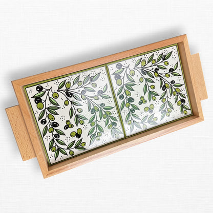 Olive Branch Ceramic Serving Tray | Handmade in Palestine