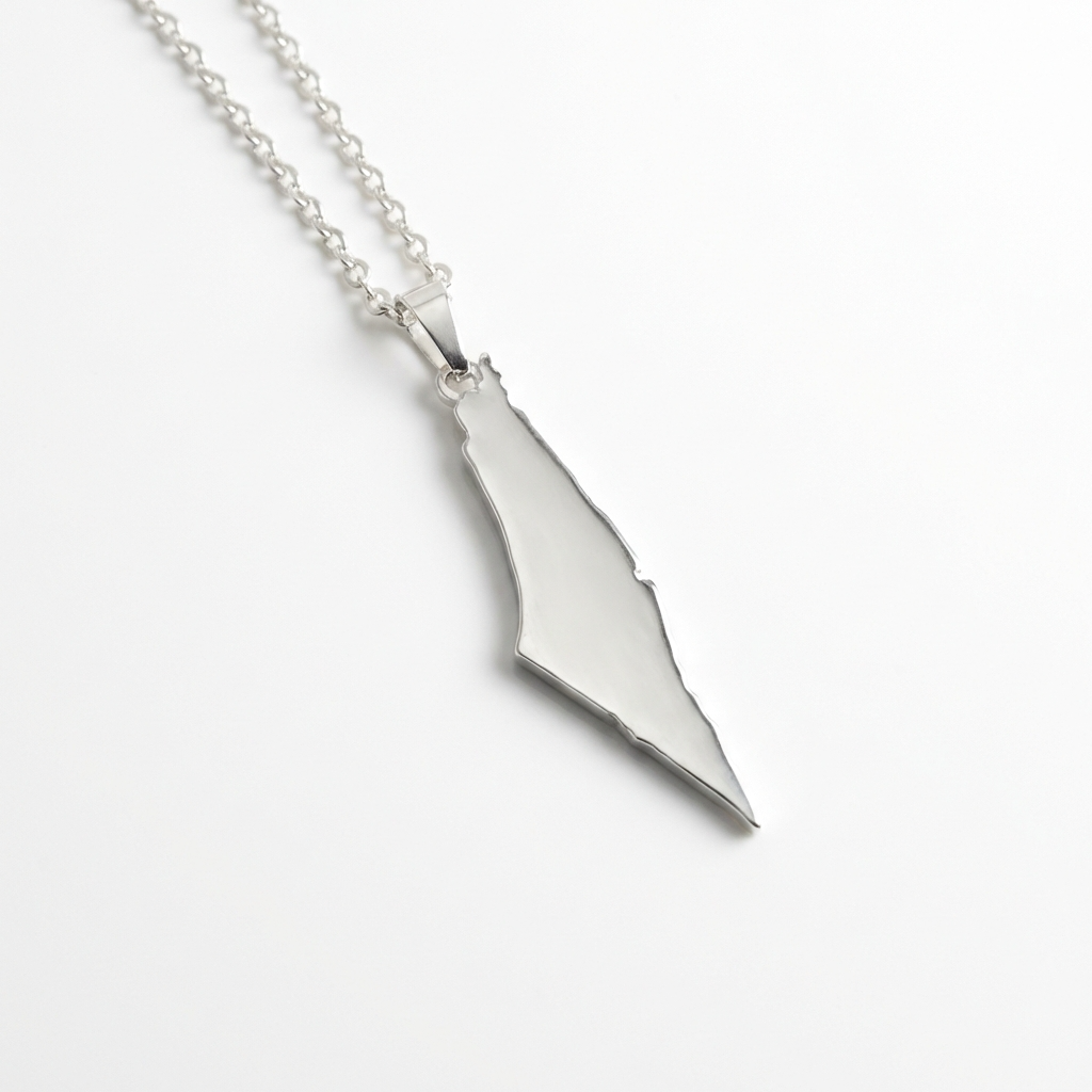 Palestine Map Necklace | Solid Fill Pendant in Silver & Gold - Palestine Jewelry
