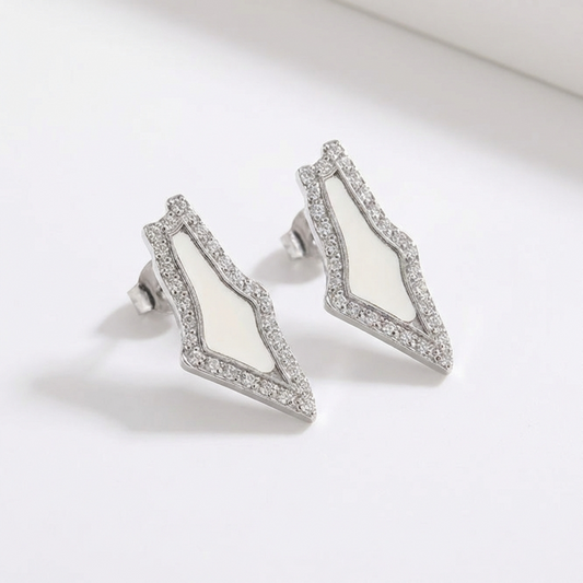 Palestine Map Earrings | Crystal Pavé Design