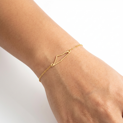 Palestine Map Bracelet | Outline Design – Sterling Silver & 18k Gold Plated - Palestine Jewelry