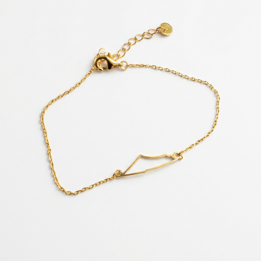 Palestine Map Bracelet | Outline Design – Sterling Silver & 18k Gold Plated - Palestine Jewelry