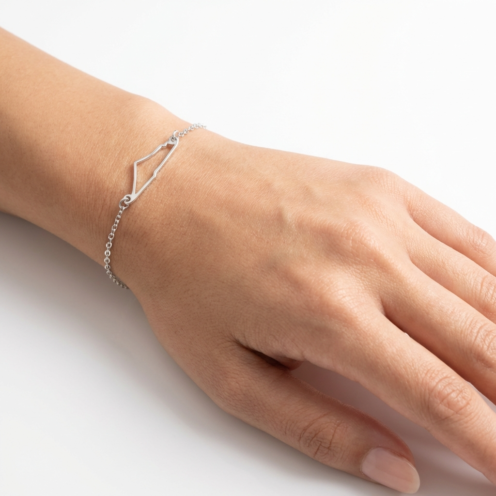 Palestine Map Bracelet | Outline Design – Sterling Silver & 18k Gold Plated - Palestine Jewelry