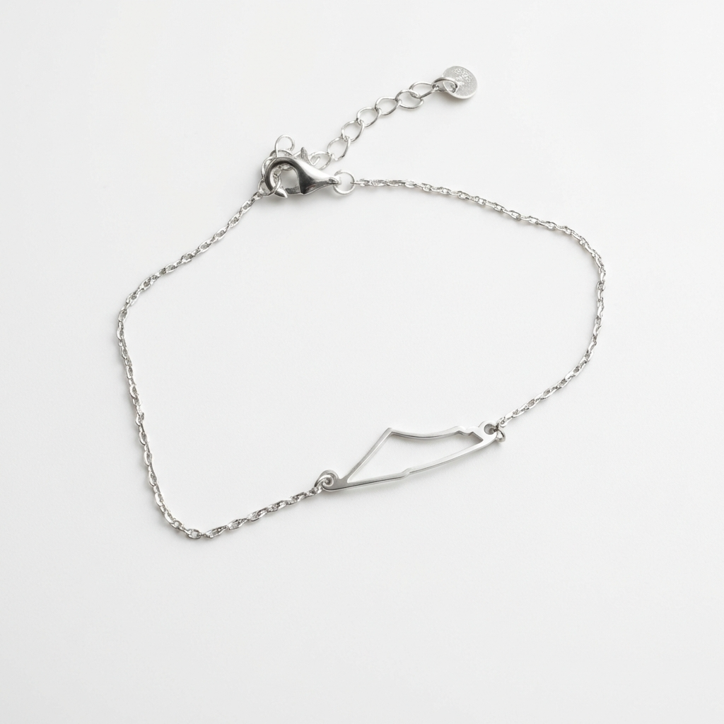Palestine Map Bracelet | Outline Design – Sterling Silver & 18k Gold Plated - Palestine Jewelry