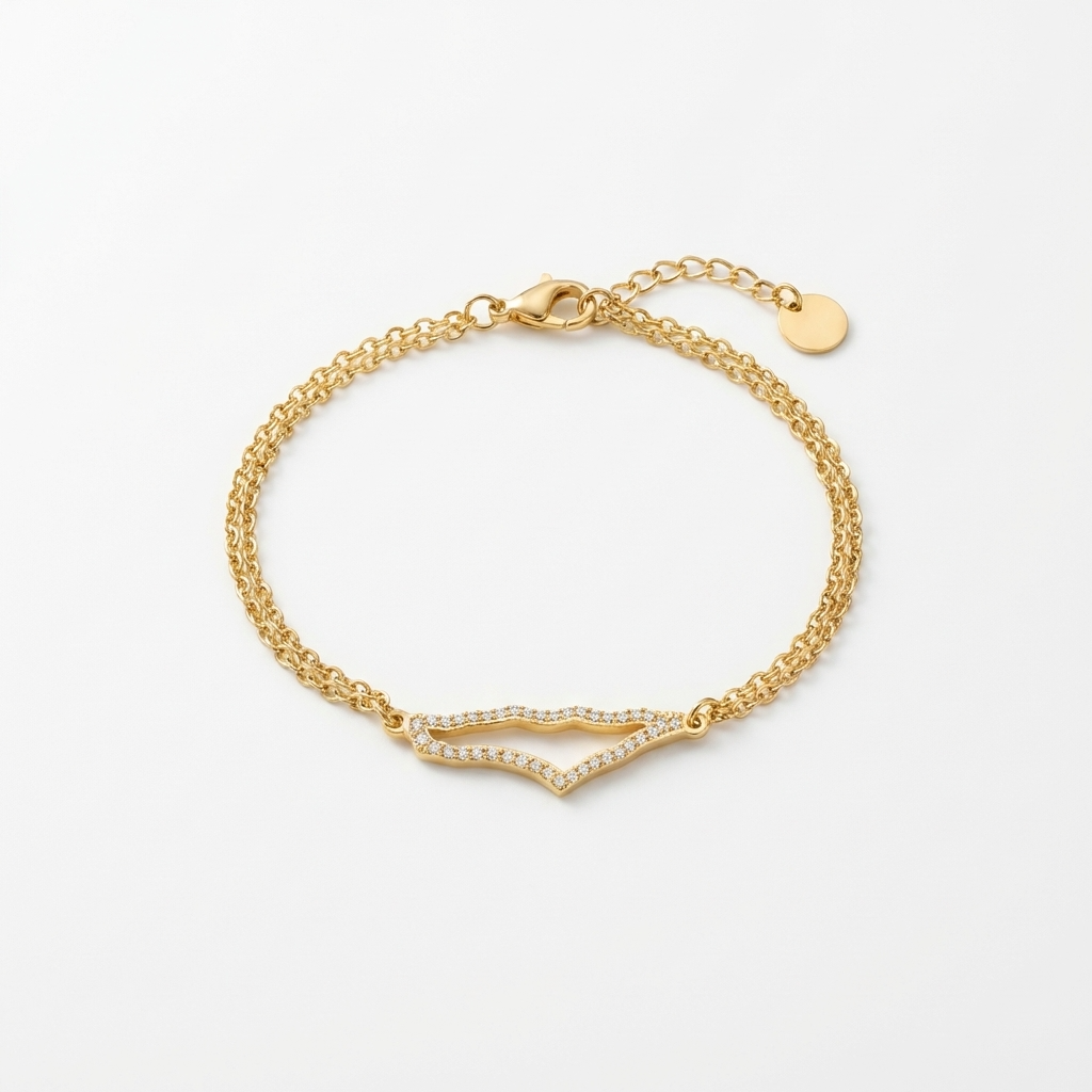 Palestine Map Bracelet – Pavé Crystal Outline