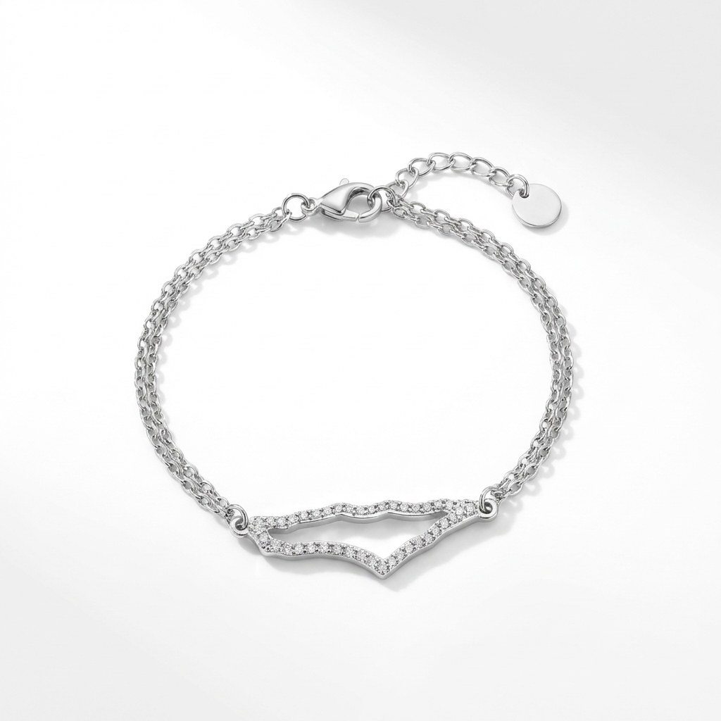 Palestine Map Bracelet – Pavé Crystal Outline