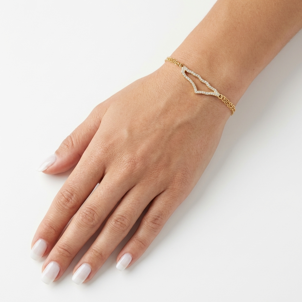 Palestine Map Bracelet – Pavé Crystal Outline