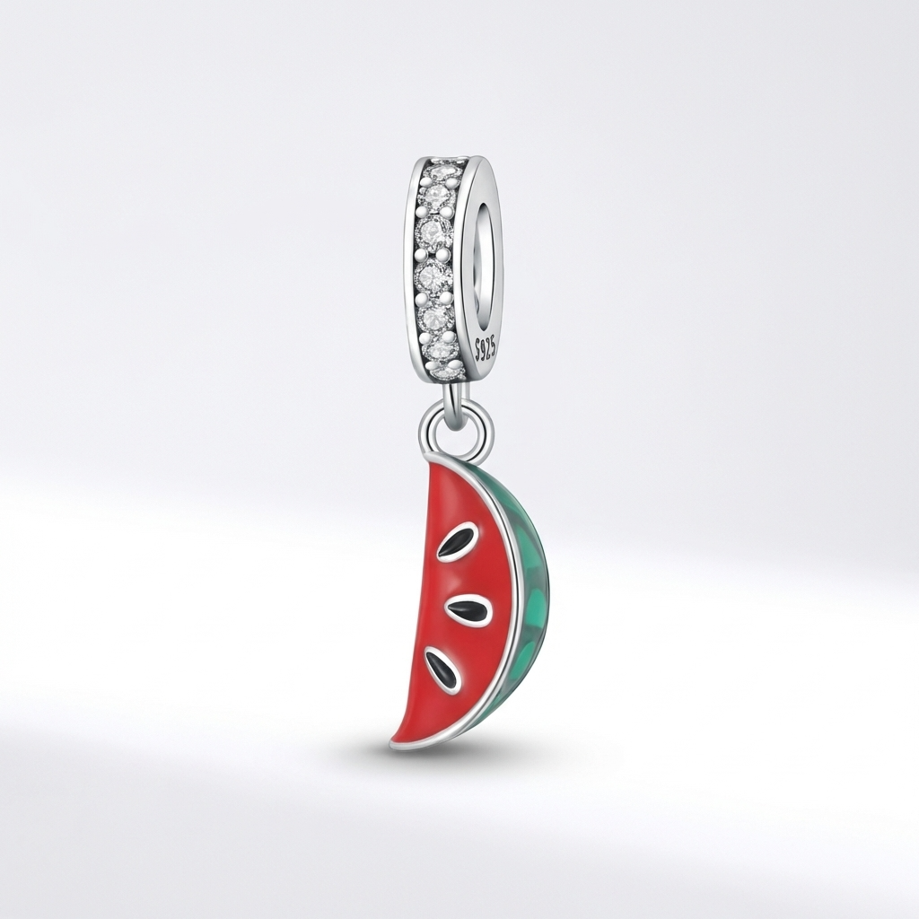 Watermelon Sterling Silver Charm – Fits Pandora-Style Bracelets