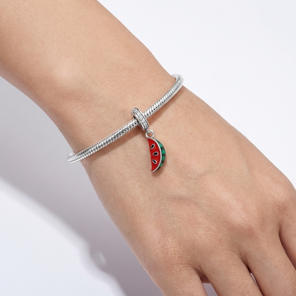 Watermelon Sterling Silver Charm – Fits Pandora-Style Bracelets