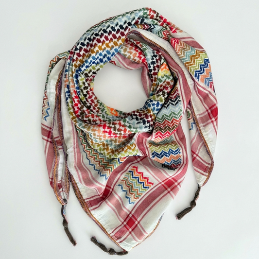 Vibrant Pure White Kufiya (Keffiyeh) | Made in Jordan