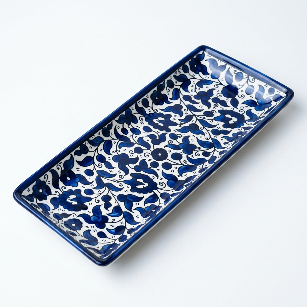 Rectangular Ceramic Serving Tray – Hand-Painted in Palestine