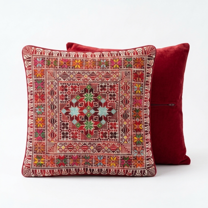 Red Handmade Tatreez Cushion Cover – May 2026 Edition