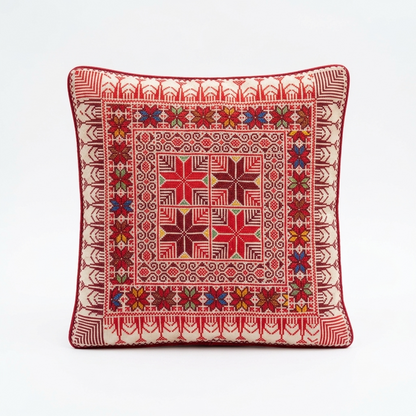 Red Handmade Tatreez Cushion Cover – May 2026 Edition