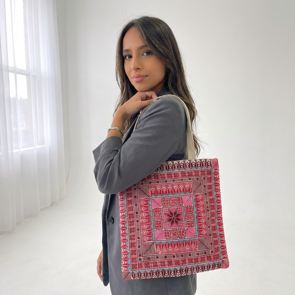 Red Handmade Tatreez Tote Bag – March 2026 Edition