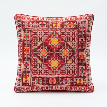 Red Handmade Tatreez Cushion Cover – May 2026 Edition