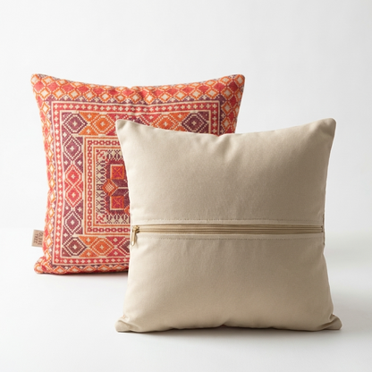 Saffron Red – Tatreez Embroidery | 16x16