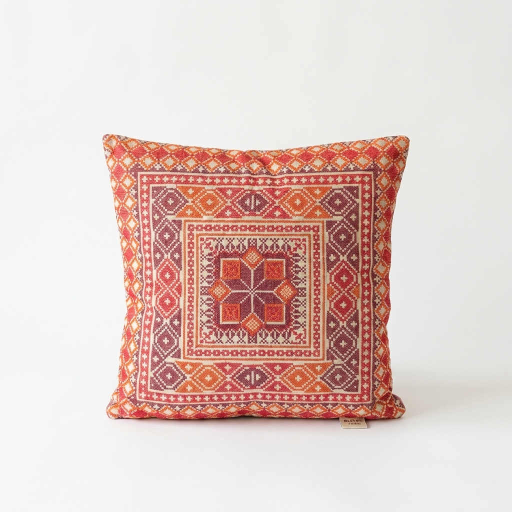 Saffron Red – Tatreez Embroidery | 16x16