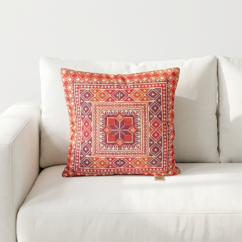 Saffron Red – Tatreez Embroidery | 16x16