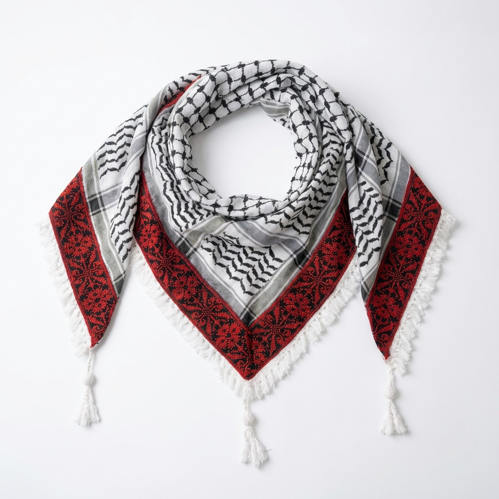 Najma Tatreez Shawl (Keffiyeh) | Handmade Tassels