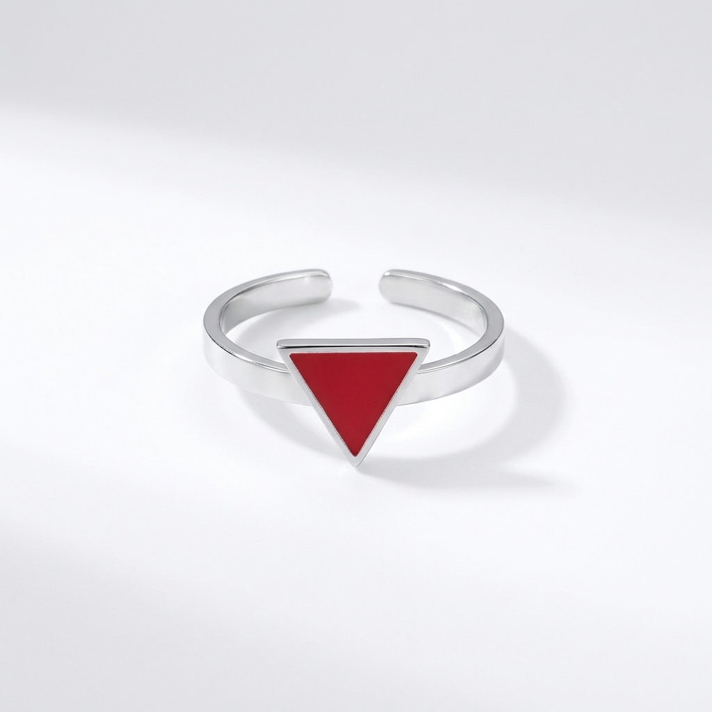 Red Triangle Ring – Adjustable Stainless Steel