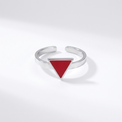 Red Triangle Ring – Adjustable Stainless Steel