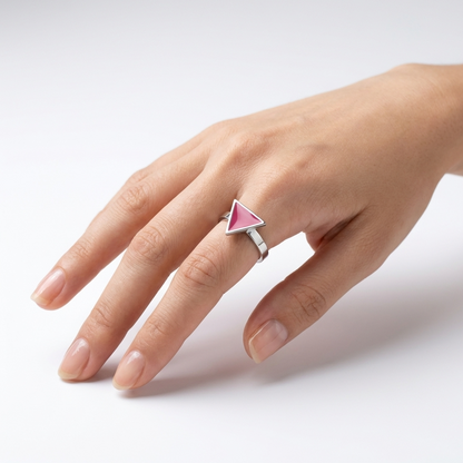 Red Triangle Ring – Adjustable Stainless Steel
