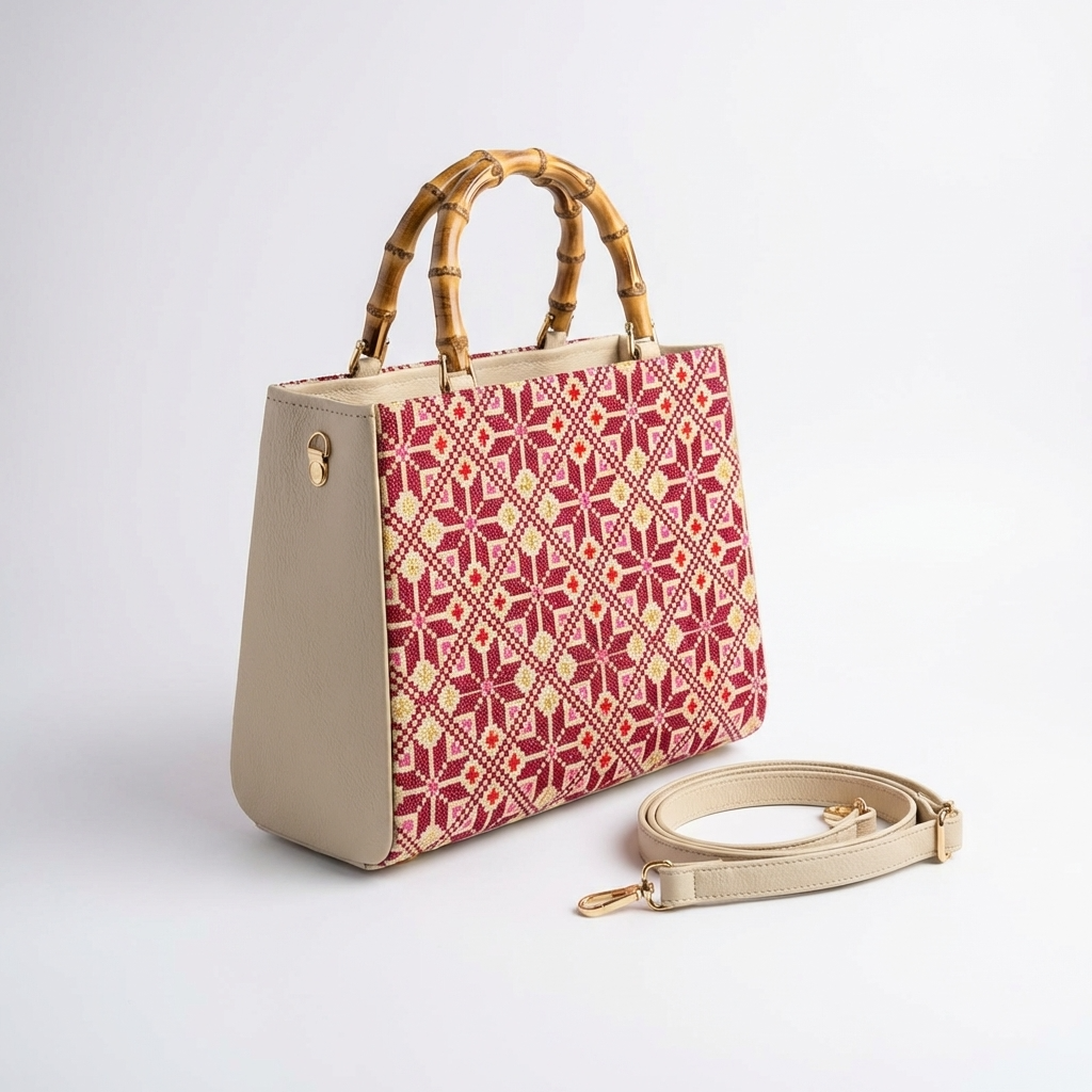 Handmade Tatreez Top-Handle Bag | Convertible Crossbody