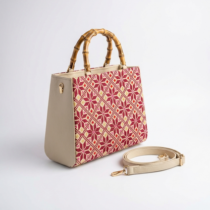 Handmade Tatreez Top-Handle Bag | Convertible Crossbody