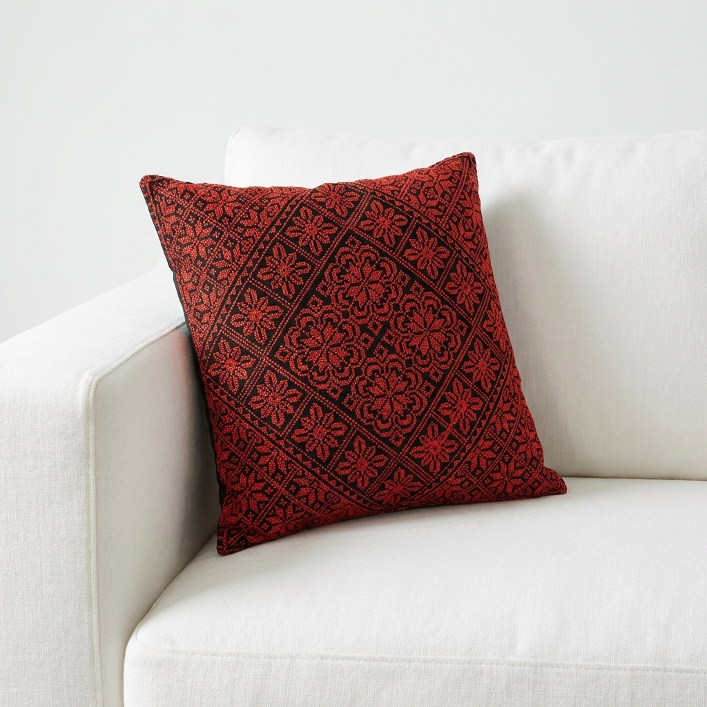 Red Tatreez Cushion Cover – Palestinian Textile