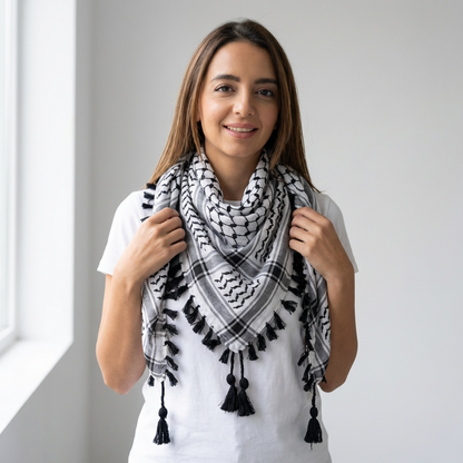 Royal Kufiya (Keffiyeh) | Black Handmade Tassels
