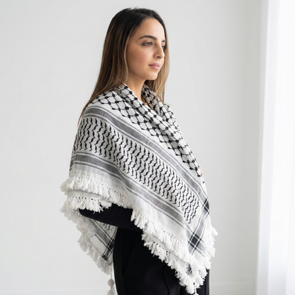 Royal Kufiya – White Handmade Tassels