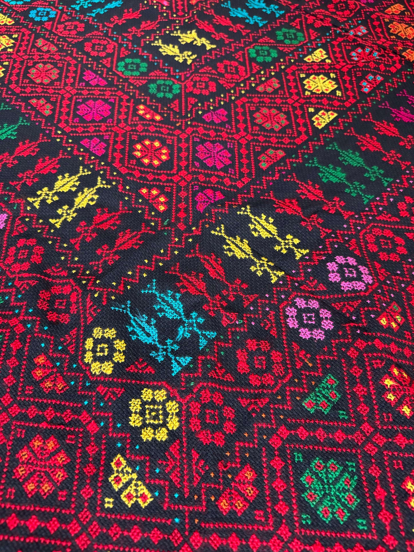 Shams Hand-Stitched Shawl - Black Crimson