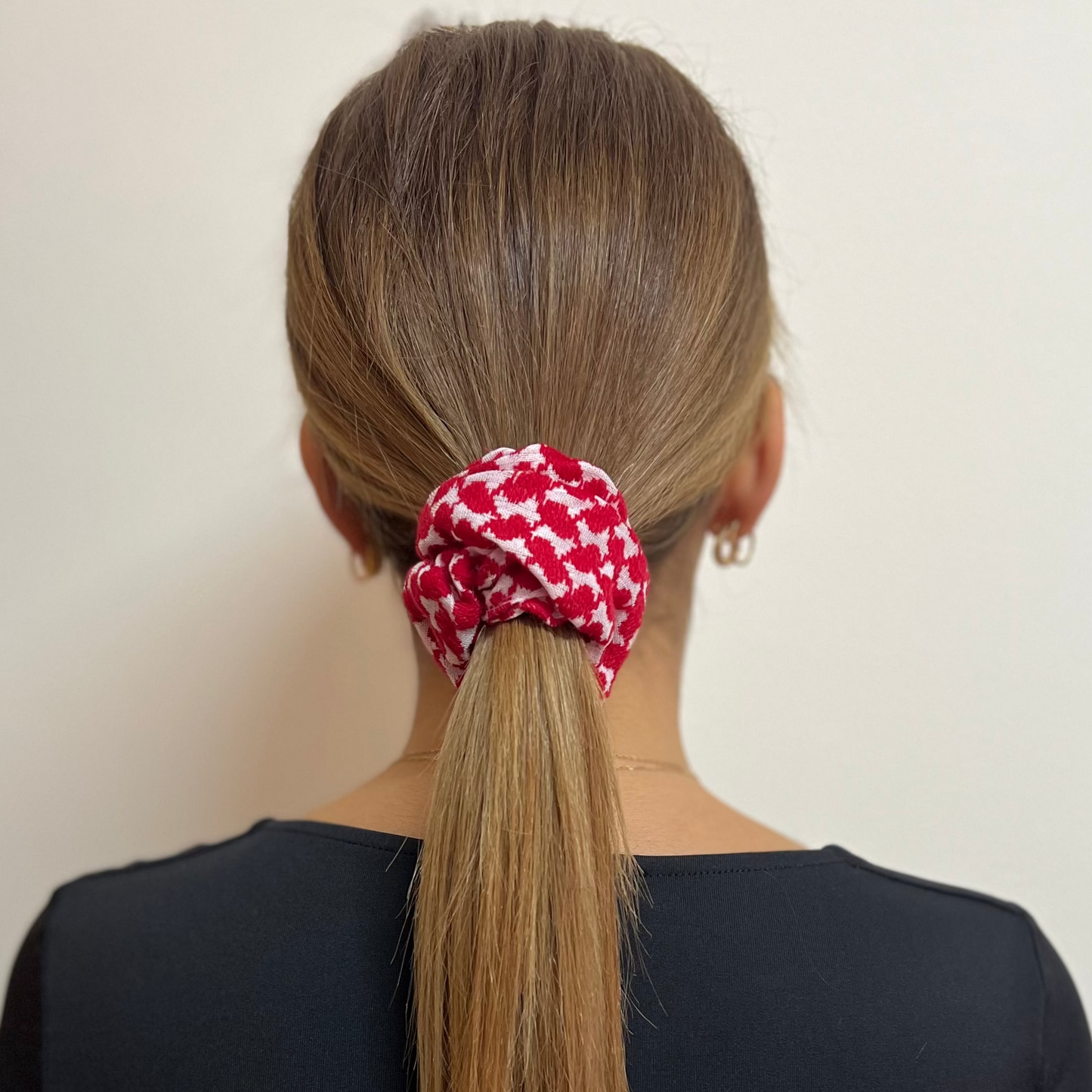 Kufiya Scrunchie - Shemagh Red & White | Palestinian Hair Ties