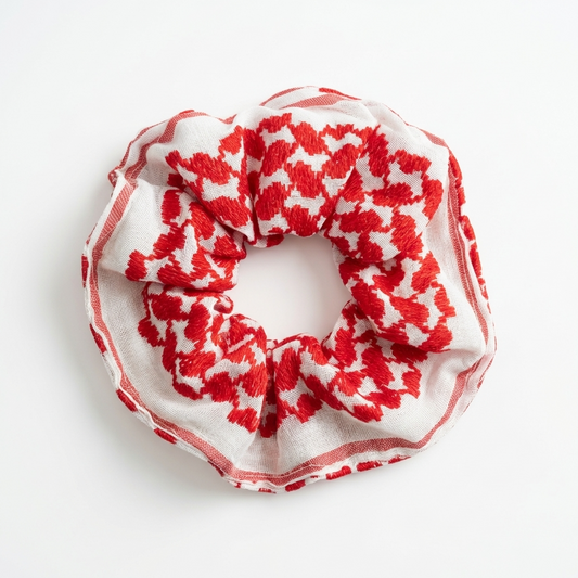 Shemagh Scrunchie - Red & White