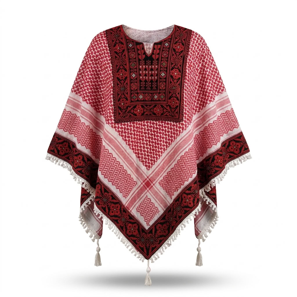 Poncho of Palestine | Shemagh (Keffiyeh) - Tatreez – Made in Jordan