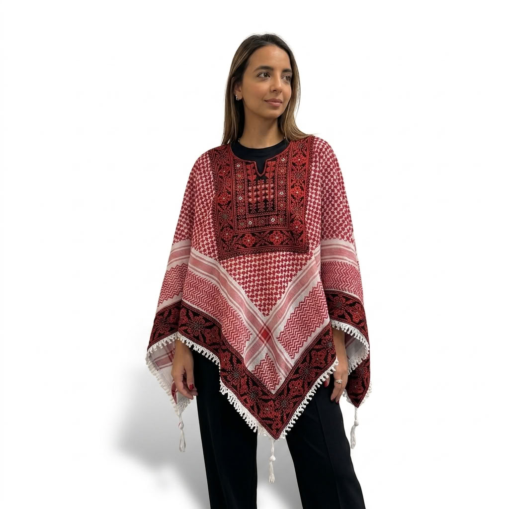 Poncho of Palestine | Shemagh (Keffiyeh) - Tatreez – Made in Jordan