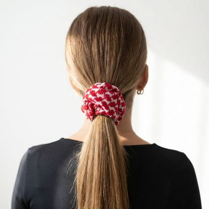 Shemagh Scrunchie - Red & White