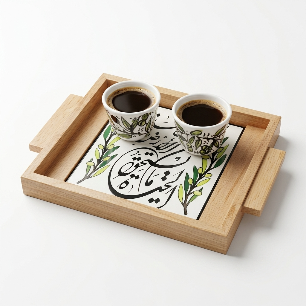 Zaytoun Coffee Tray - Arabic Poetry