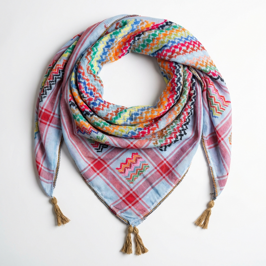 Vibrant Sky Blue Kufiya (Keffiyeh) | Made in Jordan